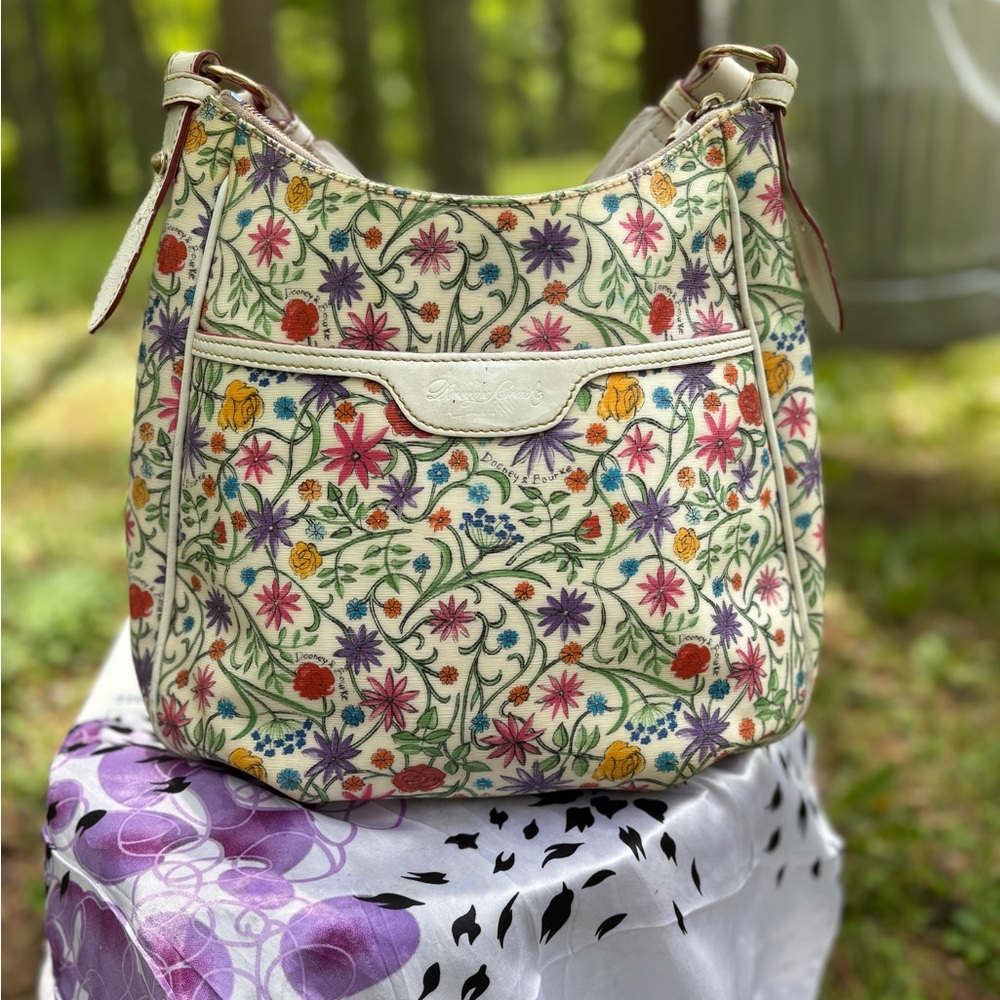 Dooney & Bourke Cream Floral Canvas Shoulder Bag
